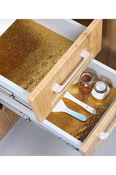 BMHOUSE Modern ve şık mutfaklar için Gold yapışkanlı tezgah ve çekmece içi kaplama folyosu kaplama çözümü