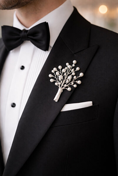 sibelle tasarım Damat yakalığı, incili yakalık, incili broş