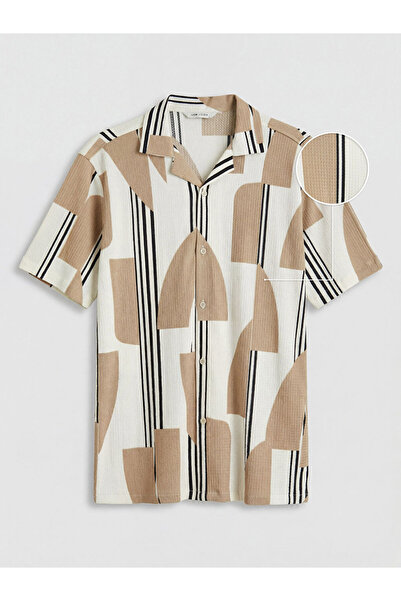 LC Waikiki Beige Regular Fit Patterned Men's Shirt