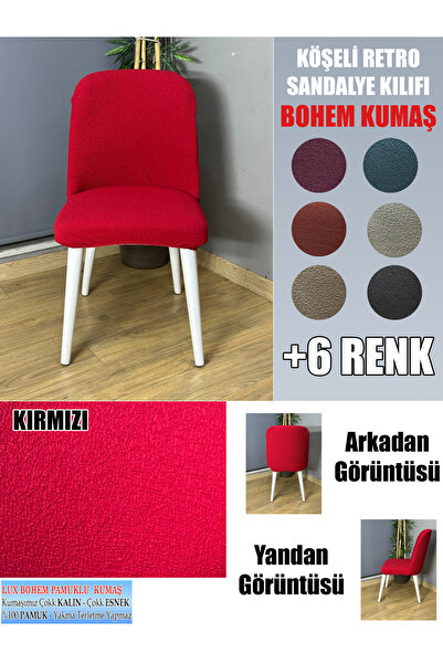 Home KÖŞELİ RETRO SANDALYE KILIFI 6 ADET LÜX BOHEM KUMAŞ ÇOK KALIN %100 PAMUK