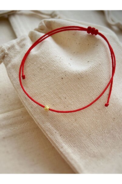 Stoneday Gold Detail Dorika Adjustable Red String Bracelet