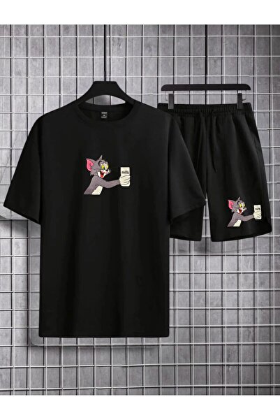 Eşofmancım Men's and Women's Summer Printed Top and Shorts Set