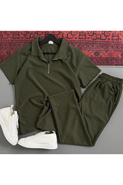 WENMİNG Men's Sahra Fabric T-Shirt Pants Bottom Top Set