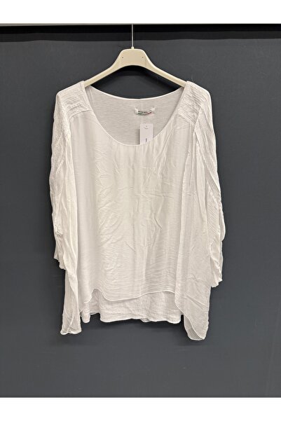 della moor Bluză albă italiană din mătase, cu paiete la umeri și la tiv, cu m...