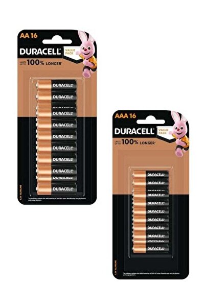 Duracell 32 قطعة بطاريات قلوية 1.5 فولت 100% بلس باور إم إي، 16 قطعة من نوع A...