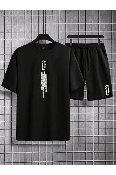 Eşofmancım Men's and Women's Summer Printed Top and Shorts Set