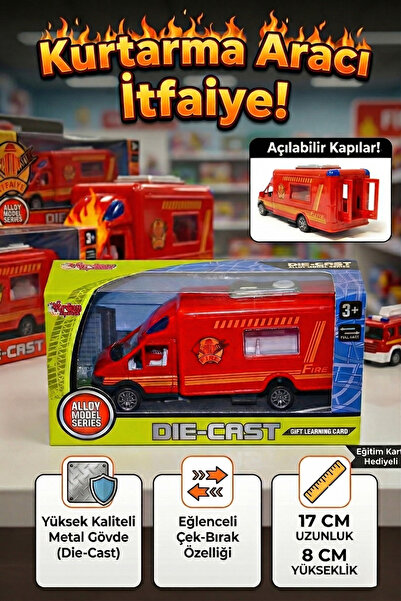 craftivio Vardem Metal İtfaiye Kurtarma Vanı - 17cm, Çek Bırak, Açılır Kapılı...