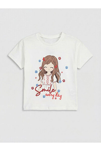 LC Waikiki Rmz Gi̇yi̇m Farkiyla Printed Girls' T-Shirt