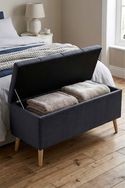 Art&Gift Morbido Sandıklı Yatak Odası Ayak Ucu Puf Antre Bench Ahşap Ayaklı A...