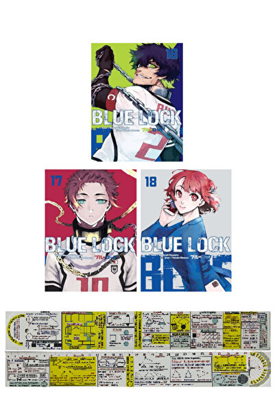Komik Şeyler Blue Lock 16-17-18. Ciltler Manga Seti + Özel Cetvel