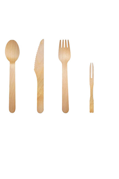 MEISHANG Set of 400 disposable cutlery Meishang, 9, 14 cm, wood, natural