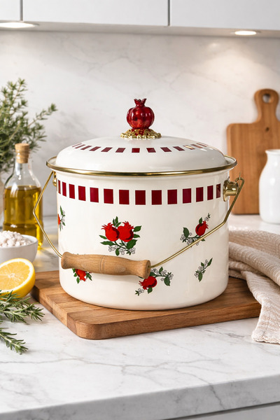 ACAR Nuances Nar Çiçekli Büyük Emaye Bakraç 20 cm