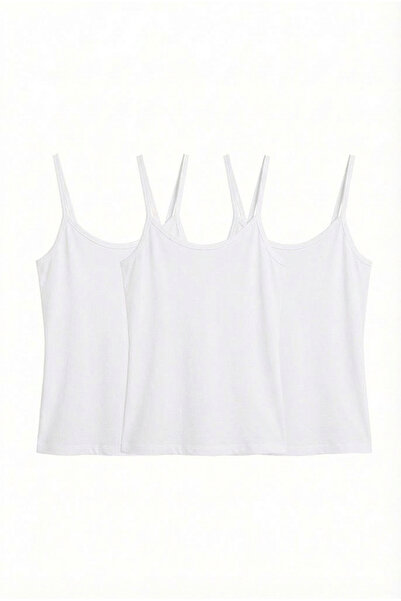 Nova Fuşya Lingerie Bamboo Ultra Comfort String Strap Undershirt 3-Pack White