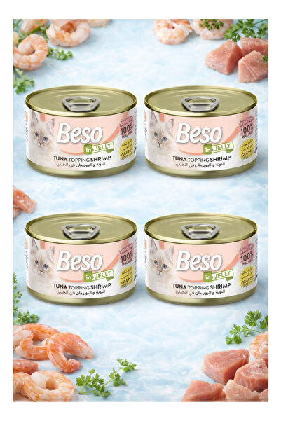 Beso Wet Food for Cats Tuna with Shrimp in Jelly, Luxury Meal from Real Meat ...