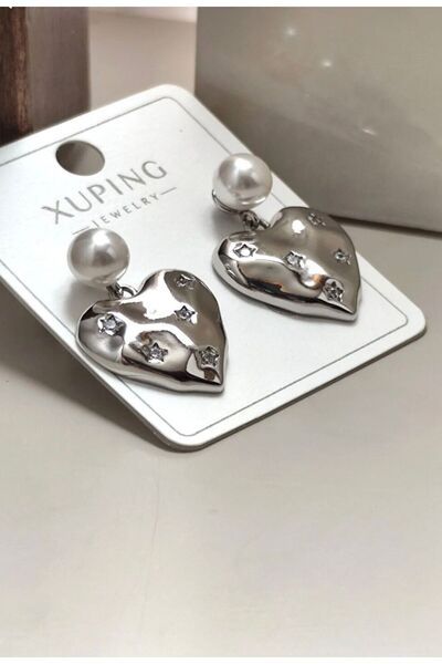 Haziran Accessories Xuping Heart Pearl Silver Women's Earrings