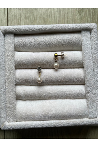 Pel Design Real Pearl Stone Steel Earrings Handmade