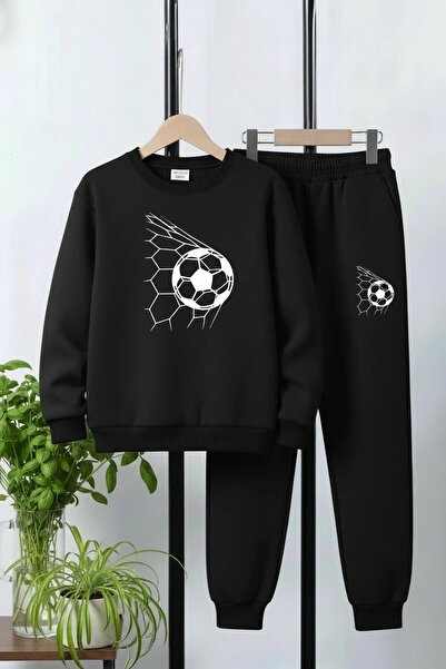 FYK COLLECTİON 3 Thread Round Neck Thick Winter Hooded Football Print Detaile...