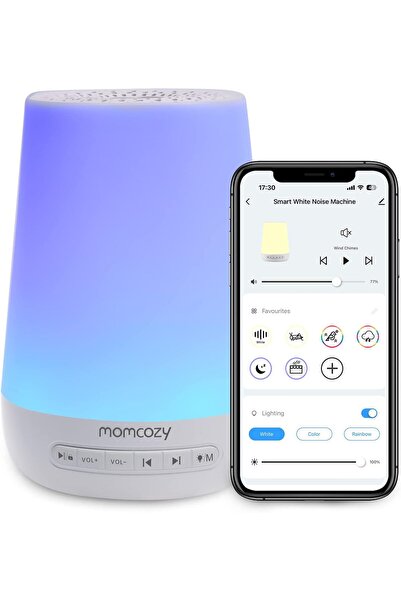 Momcozy جهاز صوتي للأطفال، جهاز ضوضاء بيضاء لنوم الأطفال مع ضوء ليلي، جهاز تد...