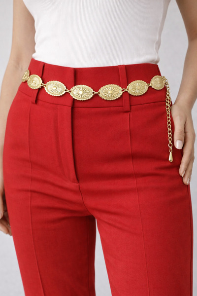 İMREN AKSESUAR Women's Waist Chain with Gold Plated Waist Chain Detail and Ad...