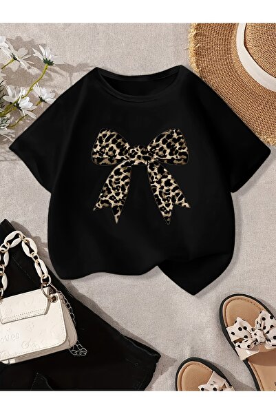 cc collection Girl's Ribbon Printed Breathable Summer T-Shirt