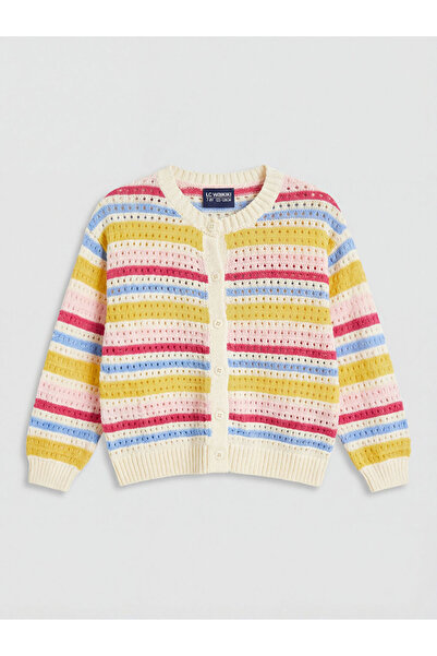 LC Waikiki Zero Roba Collar Striped Girls' Knitwear Cardigan from Uzg Store f...