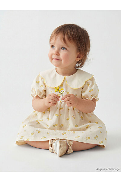 LC Waikiki Nevavm Farklı Bebe Yaka Floral Patterned Baby Girl Dress