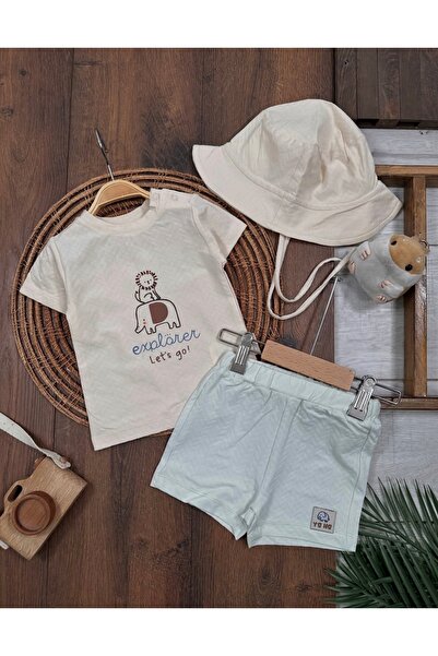 ASİLA Baby Girl Summer Hat and Top T-Shirt Shorts Set