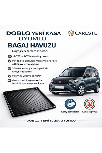 TIMEAKS Fiat Doblo Bagaj Havuzu 2022-2026 Yeni Kasa Uyumlu 3D Kaymaz Kolay Te...