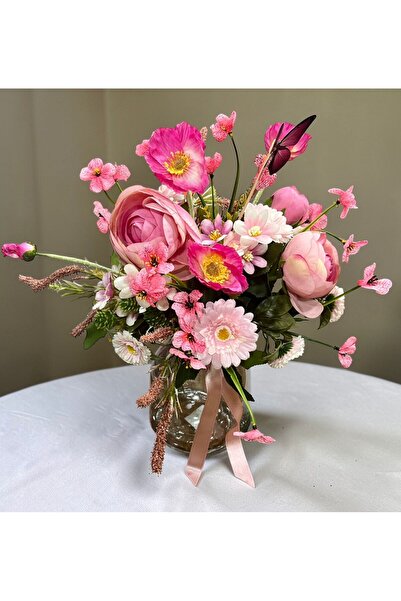 sedoshhomevision Pink Wildflower Artificial Flower Arrangement Decorative in ...