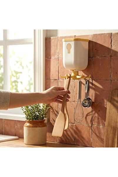 btm home 360 °   Suport de perete pentru bucătărie cu 6 cârlige adezive rotat...