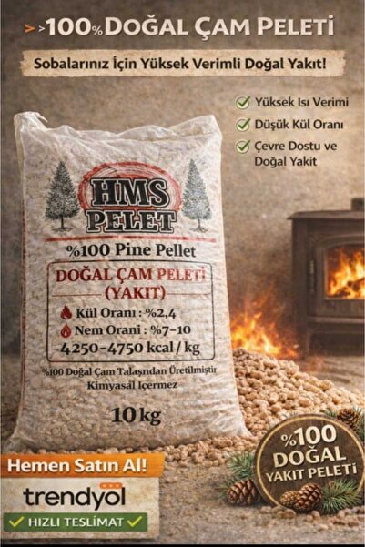 HMS PELET %100 Doğal A1 Kalite Çam Peleti- Roket Soba Yakıtı-Yüksek enerji-Du...
