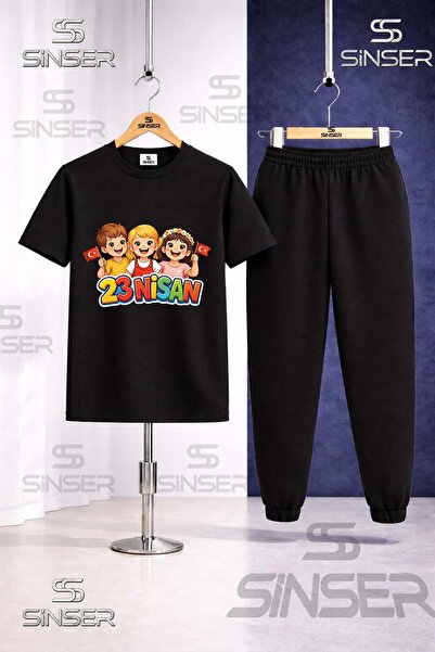 SS SİNSER Παιδικό Σετ Φόρμας με Τυπωμένο Μπλουζάκι 23 ΑΠΡΙΛΙΟΥ 3LU COCUK