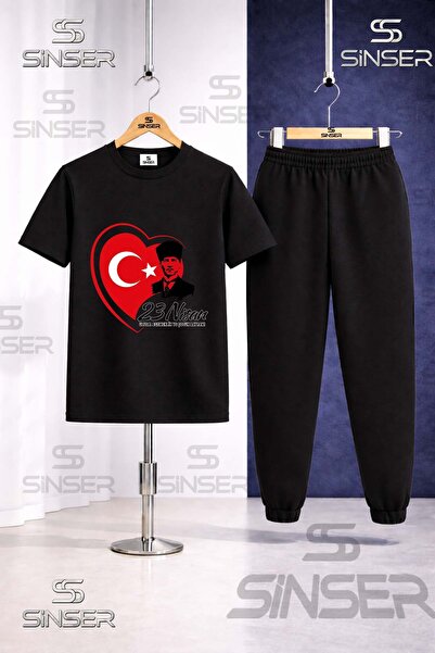 SS SİNSER Παιδικό Σετ Φόρμας με Μπλουζάκι με Στάμπα ATA HEART 23 ΑΠΡΙΛΙΟΥ