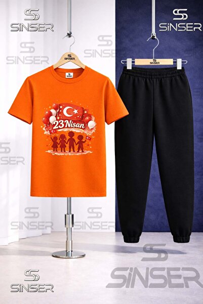 SS SİNSER Παιδικό σετ φόρμας με στάμπα COCUKLAR GOLGE EL ELE 23 ΑΠΡΙΛΙΟΥ