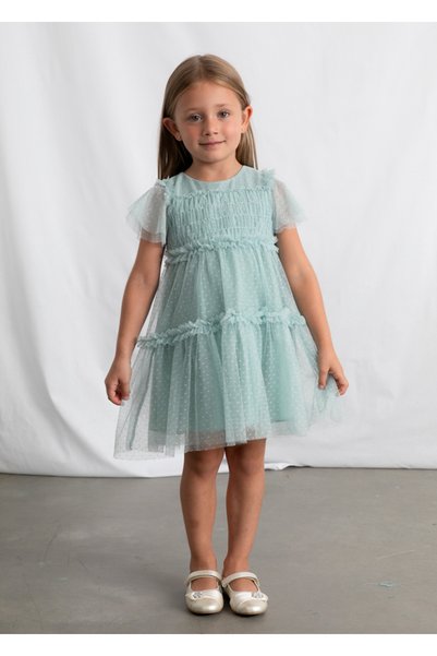 MAYORAL Tulle Dress for Ages 4-10 - Green