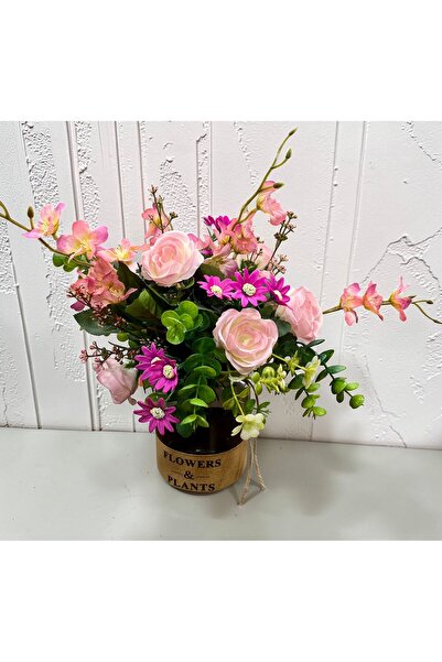 sedoshhomevision Pink Rose Artificial Flower Arrangement Decorative in Glass ...