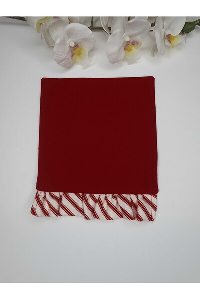 decofav Red Striped Ruffle Detailed Double-Sided Cocktail Napkin 1 Piece