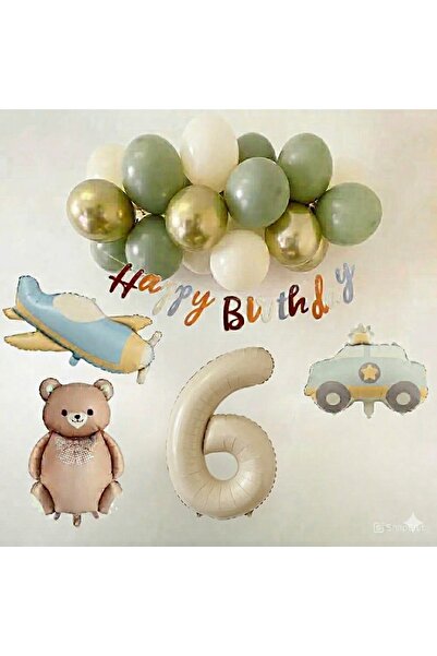 ÇITIPITISTORE Retro 1St Birthday Set; Airplane, Car, Teddy Bear and 20 Latex ...