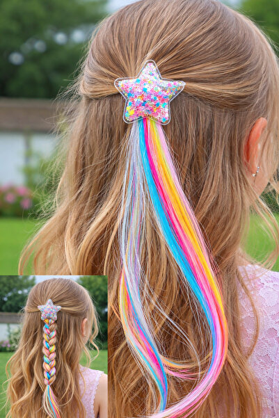 Nisankids Τεχνητά μαλλιά για κορίτσια με φιγούρες αστεριών και φιλλούτσες στο...