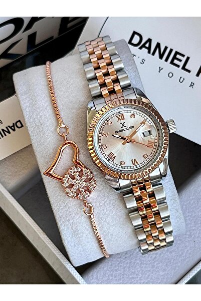 Daniel Klein 2 Yıl Garantili Rose Gold Renk Çelik Kadın Kol Saati+Bileklik He...