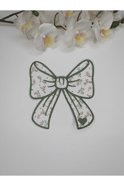 decofav Ribbon-Shaped Crispy Flower Pattern Printed Green Embroidered Fabric ...