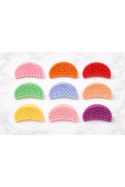 Srctech 9-Piece Pearl Oval Bead Model Summer Colorful Latch Buckle - 5 cm