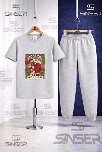 SS SİNSER Set de trening cu tricou imprimat pentru copii ATA KIZ CERCEVE 23 N...
