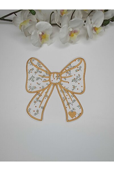 decofav Ribbon-Shaped Crispy Flower Pattern Printed Yellow Embroidered Fabric...