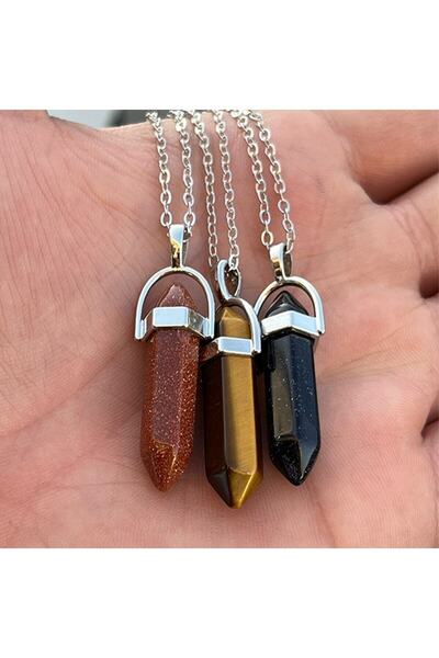 Zodyak Doğal Taş Courage Balance Positive Energy Set Necklace Star and Tiger ...