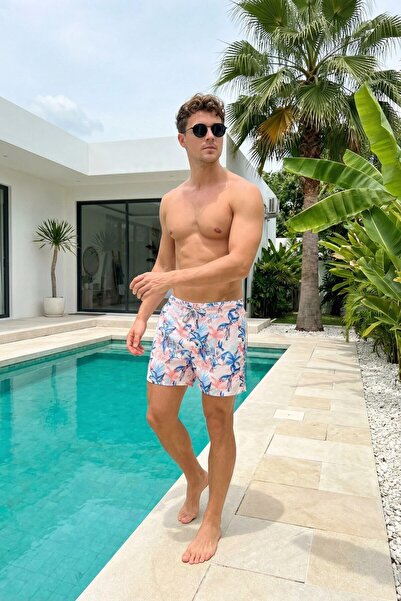 MADZEYMODA Πολύχρωμο σορτς κολύμβησης με ελαστικά κορδόνια, ανδρικό σορτς παρ...