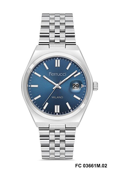 Ferrucci Dial Blue Cord Silver Color 40 mm Men's Wristwatch