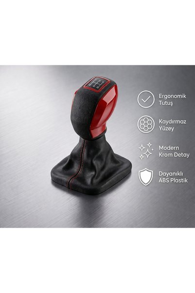 Oto Pusula Peugeot-Renault-Citroen-Fiat Compatible Red 5 Forward Sport Gear Shift Knob