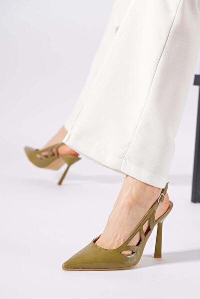 Moda Pie حذاء دينرر النسائي ذو الكعب العالي مع نافذة جانبية بالليزر باللون ال...