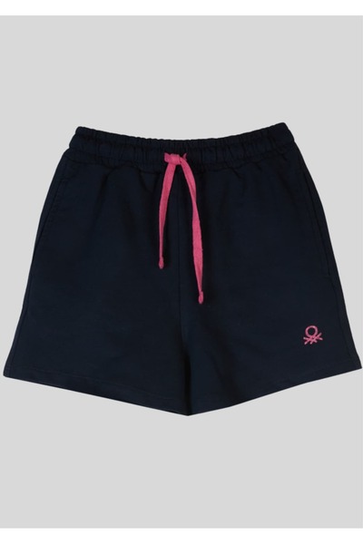 Benetton Κοριτσίστικο σορτς σε μπλε ναυτικό χρώμα με κορδόνια στη μέση, από χ...